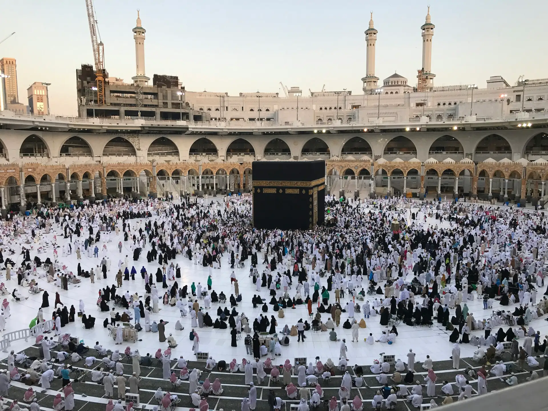 Pilgrims circling the Kaaba inside Masjid al-Haram